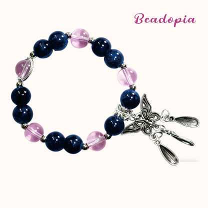 Lovely Glass Bracelet with beautiful crackle beads and cute pendant，48 options
