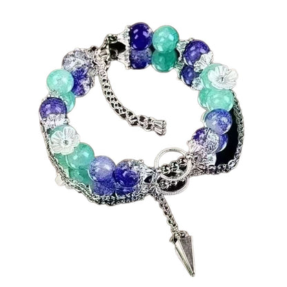 Lovely Glass Bracelet with beautiful crackle beads and cute pendant，48 options
