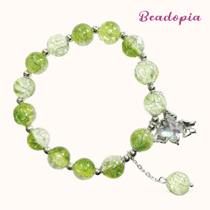 Lovely Glass Bracelet with beautiful crackle beads and cute pendant，48 options
