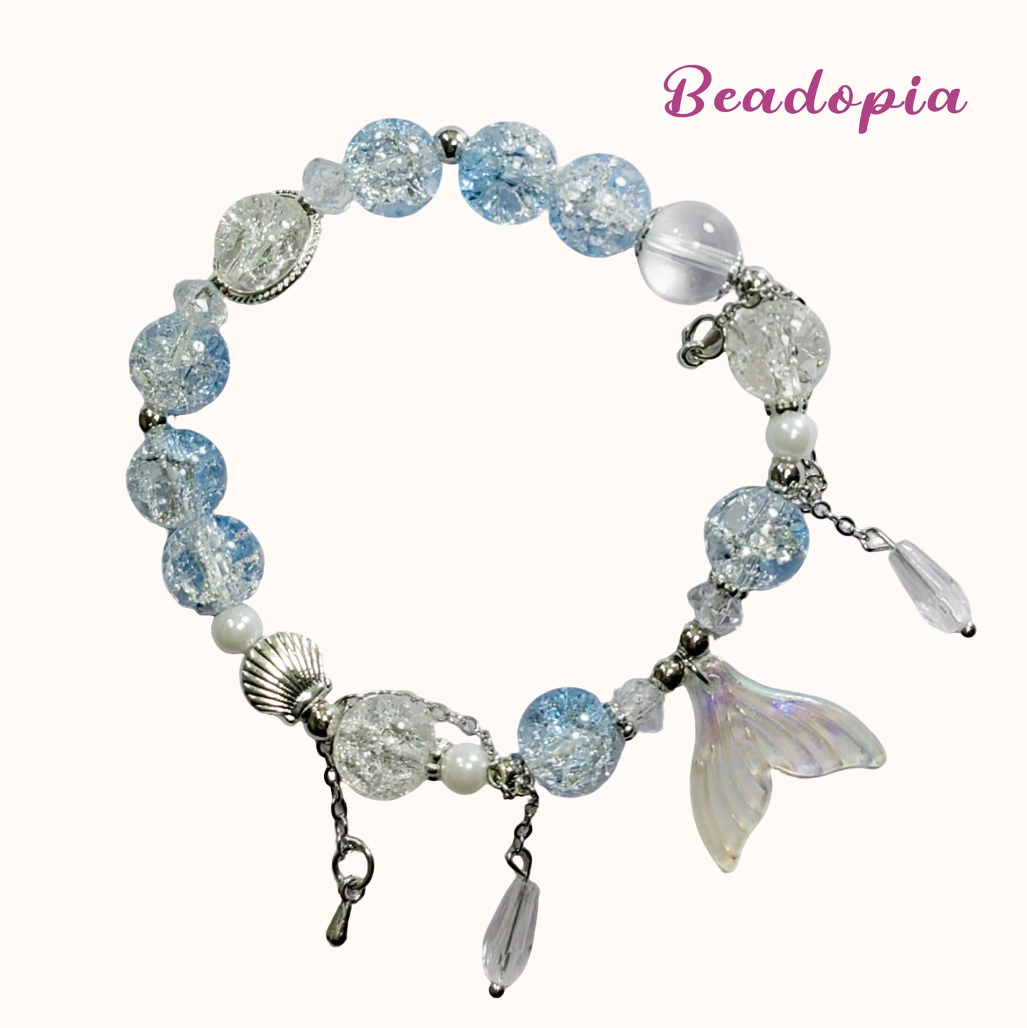 Lovely Glass Bracelet with beautiful crackle beads and cute pendant，48 options