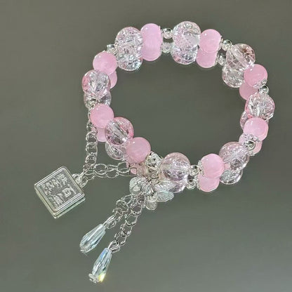 Lovely Glass Bracelet with beautiful crackle beads and cute pendant，48 options