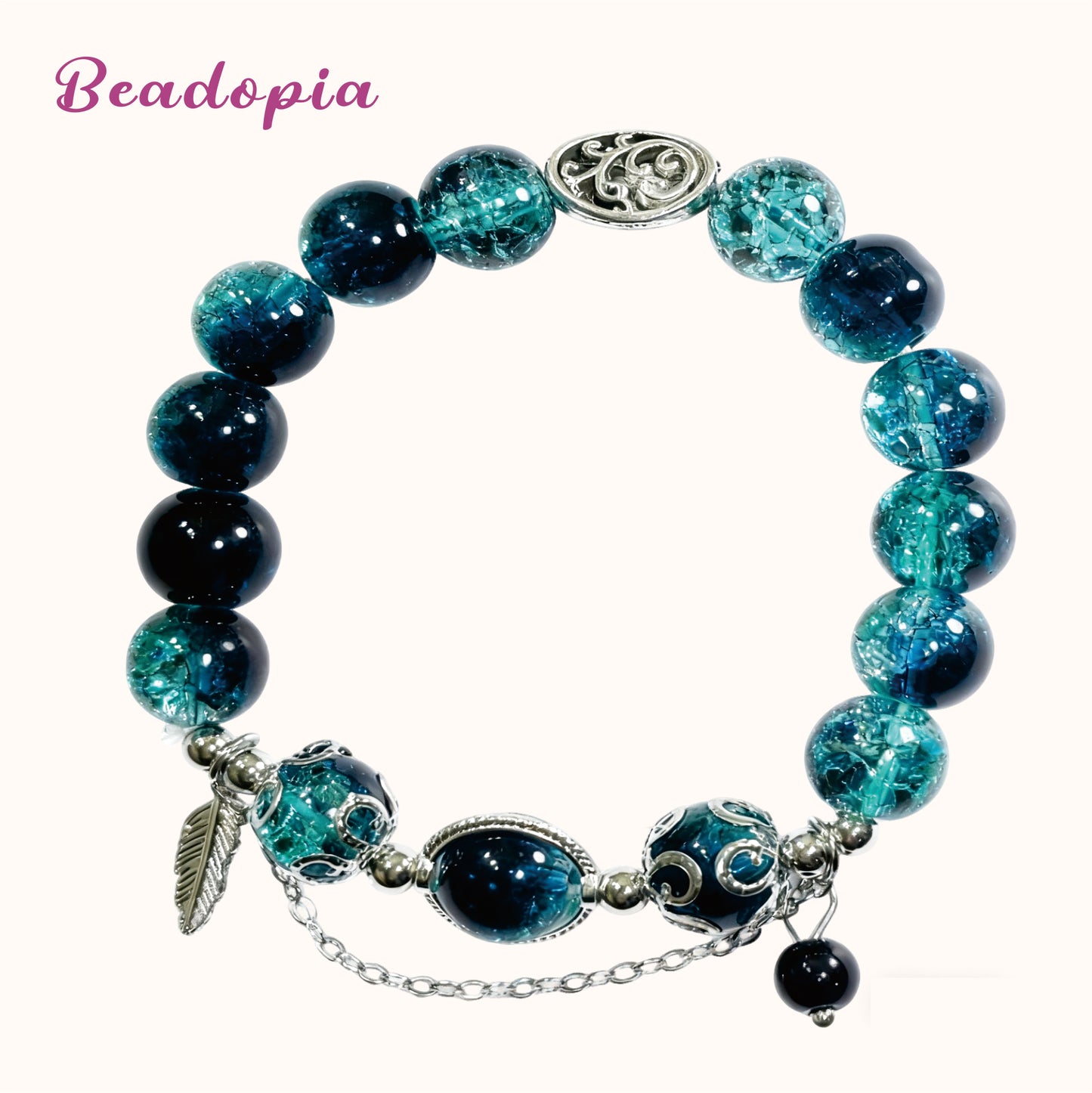 Lovely Glass Bracelet with beautiful crackle beads and cute pendant，48 options