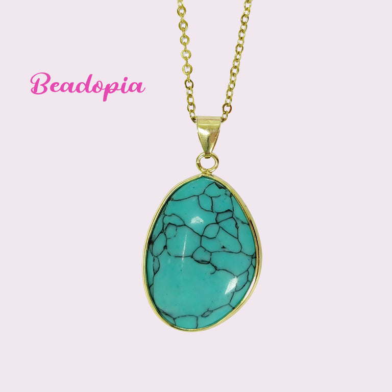 Elegant necklace with golden chain and gem pendant, 9 styles available