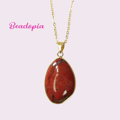 Elegant necklace with golden chain and gem pendant, 9 styles available