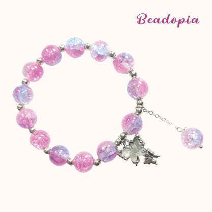 Lovely Glass Bracelet with beautiful crackle beads and cute pendant，48 options