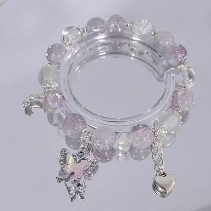 Lovely Glass Bracelet with beautiful crackle beads and cute pendant，48 options