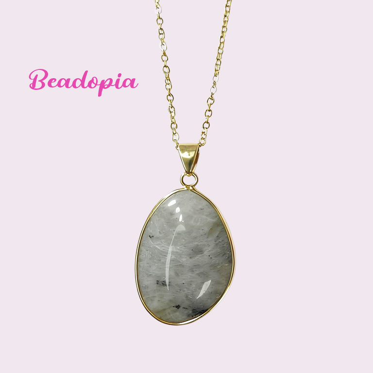 Elegant necklace with golden chain and gem pendant, 9 styles available