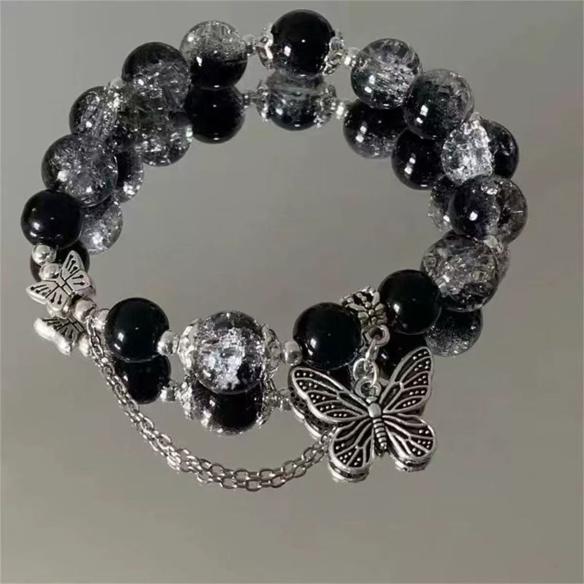 Lovely Glass Bracelet with beautiful crackle beads and cute pendant，48 options