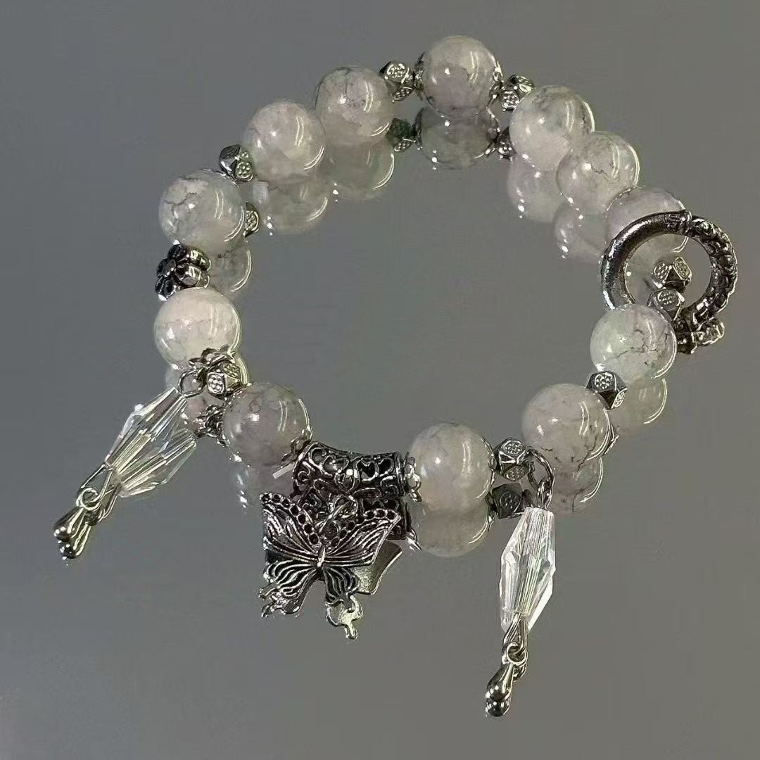 Lovely Glass Bracelet with beautiful crackle beads and cute pendant，48 options