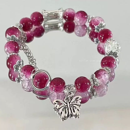Lovely Glass Bracelet with beautiful crackle beads and cute pendant，48 options