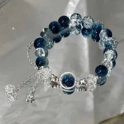 Lovely Glass Bracelet with beautiful crackle beads and cute pendant，48 options