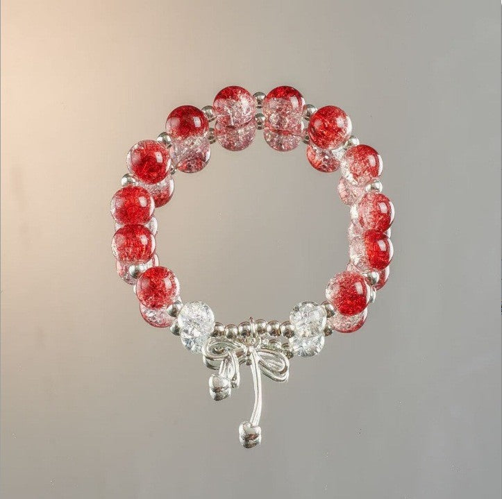 Lovely Glass Bracelet with beautiful crackle beads and cute pendant，48 options