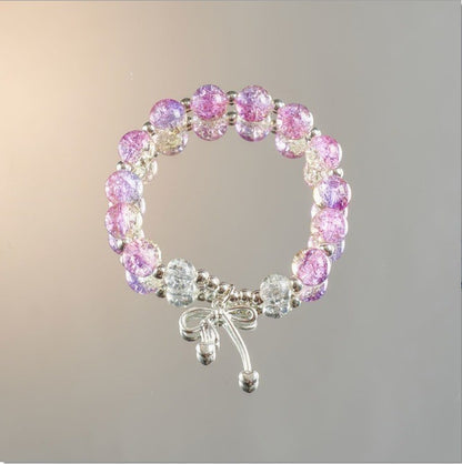 Lovely Glass Bracelet with beautiful crackle beads and cute pendant，48 options