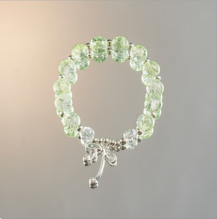Lovely Glass Bracelet with beautiful crackle beads and cute pendant，48 options