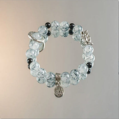 Lovely Glass Bracelet with beautiful crackle beads and cute pendant，48 options