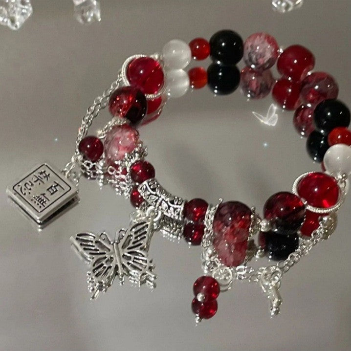 Lovely Glass Bracelet with beautiful crackle beads and cute pendant，48 options