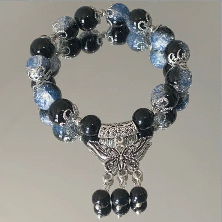 Lovely Glass Bracelet with beautiful crackle beads and cute pendant，48 options