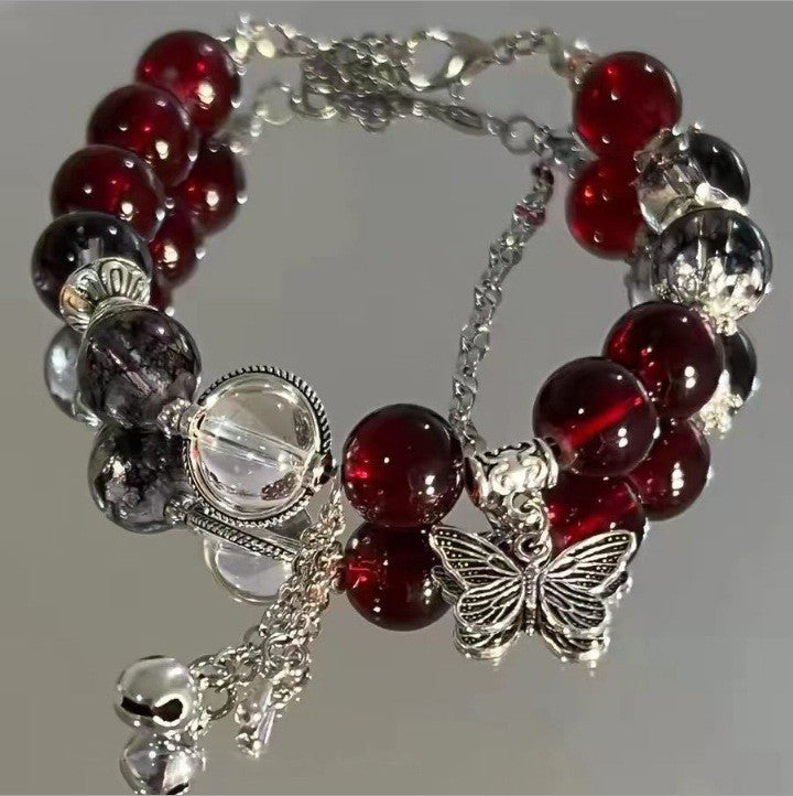 Lovely Glass Bracelet with beautiful crackle beads and cute pendant，48 options