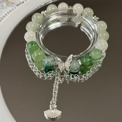 Lovely Glass Bracelet with beautiful crackle beads and cute pendant，48 options