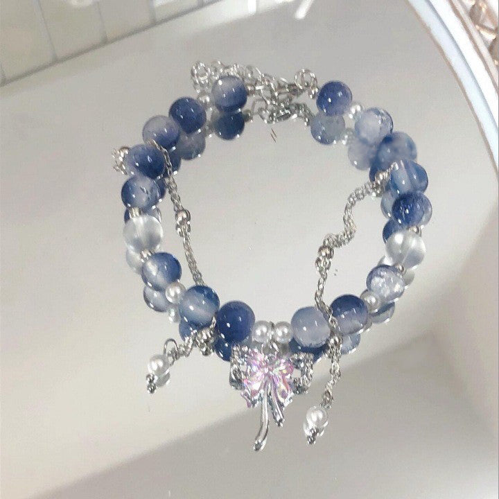 Lovely Glass Bracelet with beautiful crackle beads and cute pendant，48 options