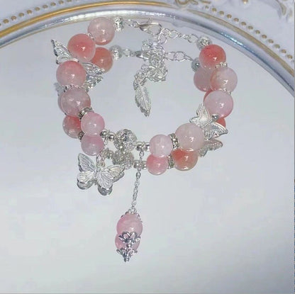 Lovely Glass Bracelet with beautiful crackle beads and cute pendant，48 options
