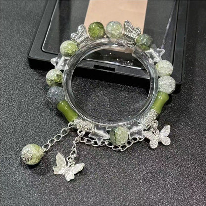 Lovely Glass Bracelet with beautiful crackle beads and cute pendant，48 options