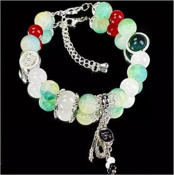 Lovely Glass Bracelet with beautiful crackle beads and cute pendant，48 options
