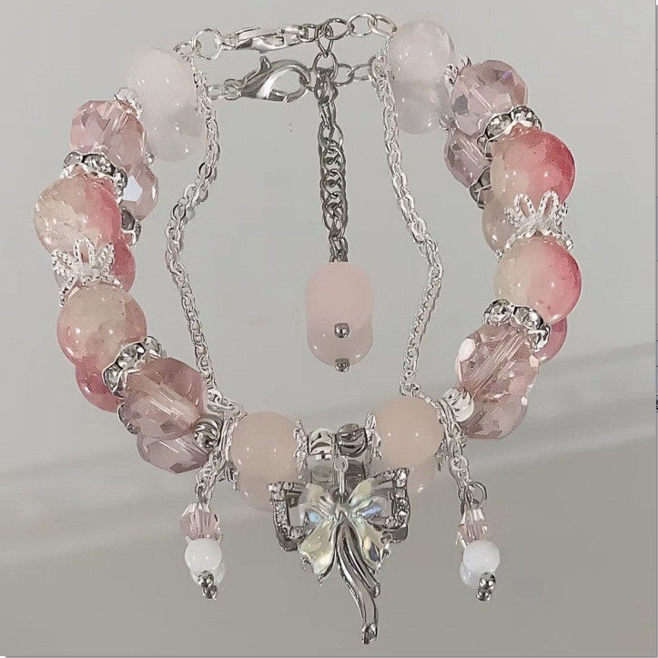 Lovely Glass Bracelet with beautiful crackle beads and cute pendant，48 options
