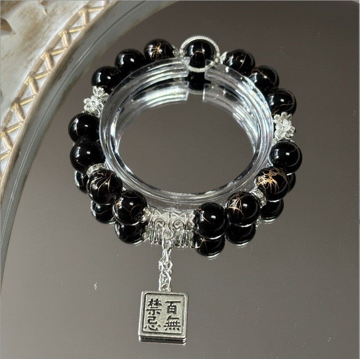 Lovely Glass Bracelet with beautiful crackle beads and cute pendant，48 options