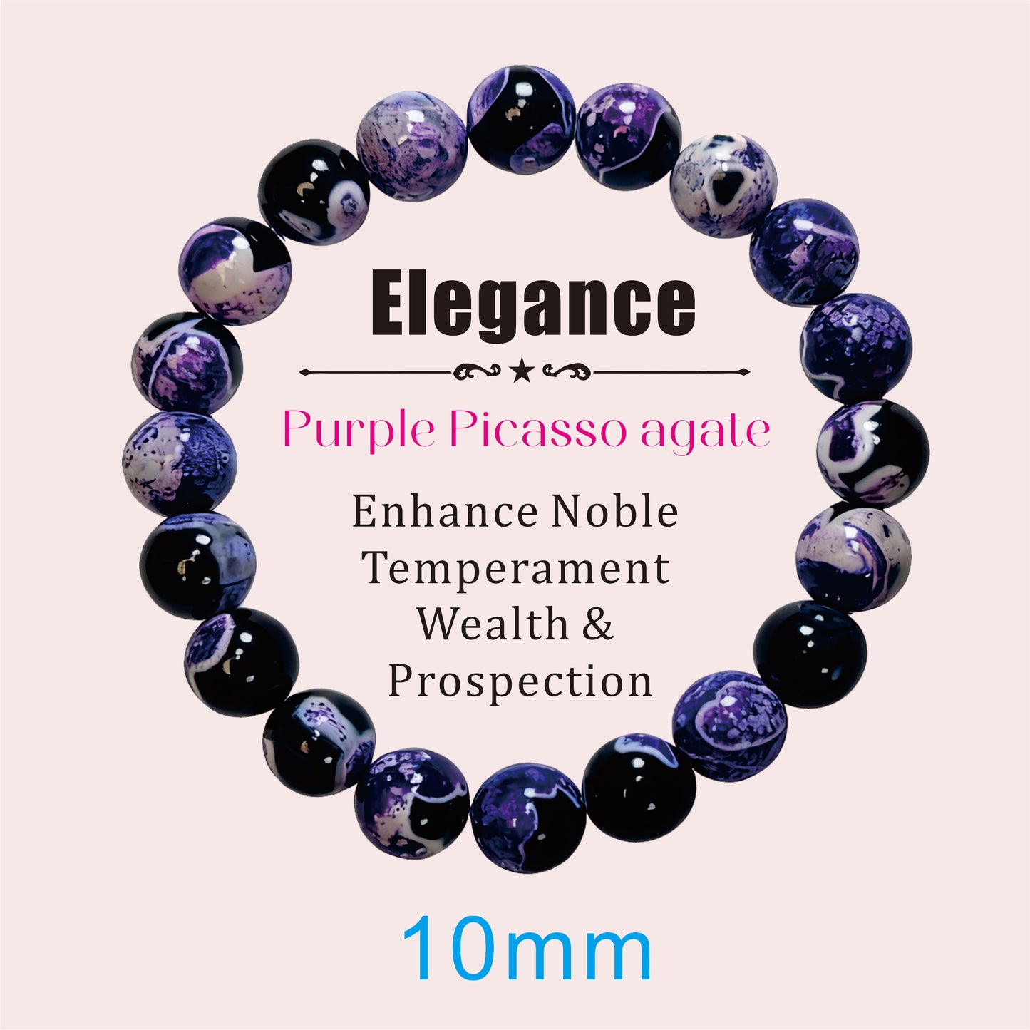 10mm Picasso Agate Bracelets