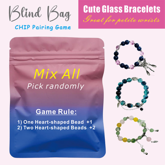 【Blind bag -- Cute Glass Bracelets-MIX】Open in Tiktok Live，lovely bracelet with petty glass crackle beads, new design