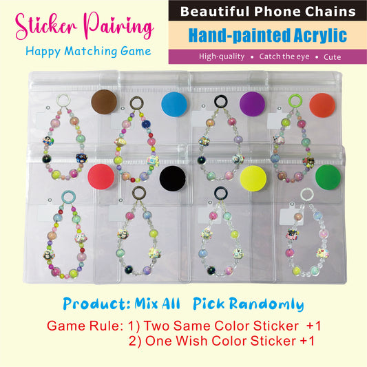 【Sticker Pairing -- Acrylic Phone Chain-MIX】Open in Tiktok Live，High Quality hand painted acrylic phones chains with bling beads and cute design mobile chains