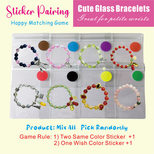 【Sticker Pairing -- Cute Glass Bracelets-MIX】Open in Tiktok Live，lovely bracelet with petty glass crackle beads, new design