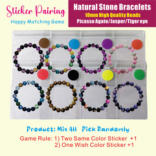 【Sticker Pairing -- Natural Stone Bracelet-MIX 】Open in Tiktok Live，High quality Agate bracelet, Jasper bracelet, Tiger's eye bracelet