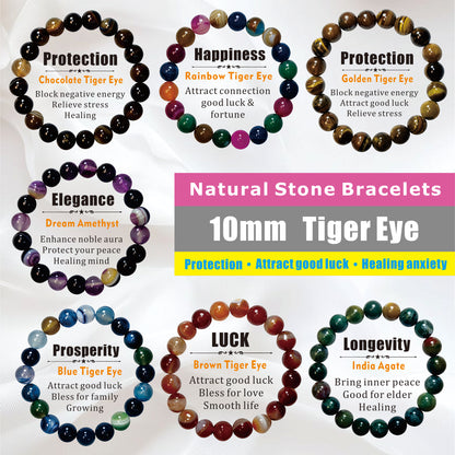 【Sticker Pairing -- Natural Stone Bracelet-MIX 】Open in Tiktok Live，High quality Agate bracelet, Jasper bracelet, Tiger's eye bracelet